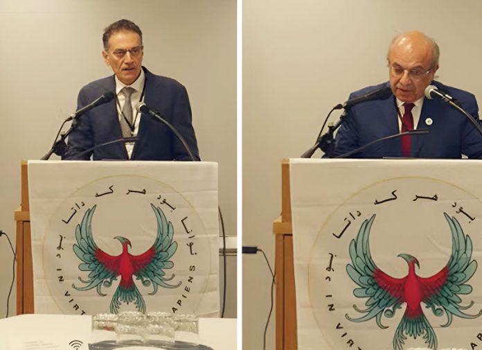 دکتر آرماند اشرفزاده مدیر هیئت هماهنگی ققنوس و مشاور پروژه شکوفایی ایران، دکتر کاوه راد مشاور پروژه شکوفایی ایران / کنفرانس «ایران، فراتر از صد روز نخست» / تورنتو/ کانادا / ۶ مهرماه ۱۴۰۴ / ۲۸ سپتامبر ۲۰۲۵